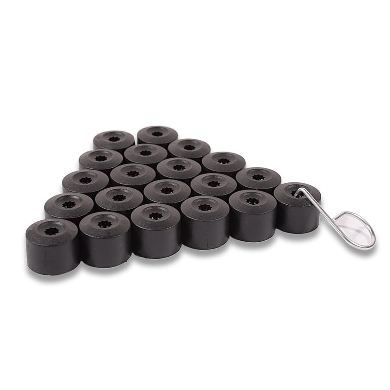 runmade 20Pcs ABS Plastic Wheel Lug Nut Covers Locks Bolt Caps Cover with Removal Tool Compatible with VW Jetta Golf Passat Beetle EOS Black - Image 3